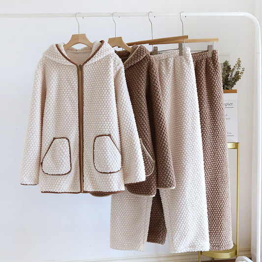 Ensemble pyjama en polaire chaude avec capuche