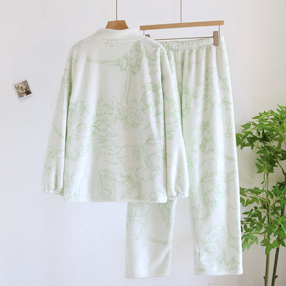 Rural Lotus – Ensemble pyjama en flanelle chaude