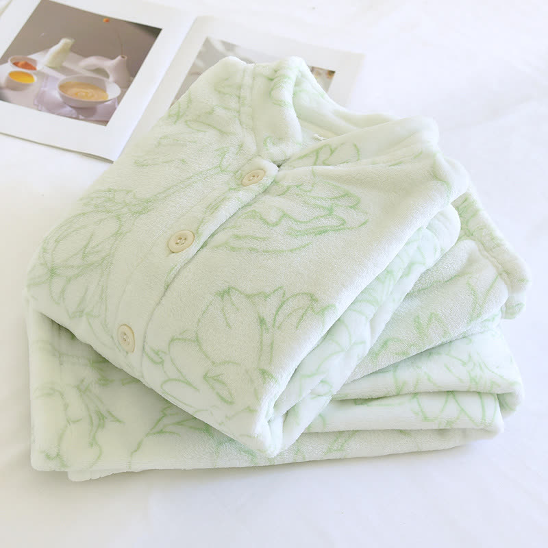 Rural Lotus – Ensemble pyjama en flanelle chaude