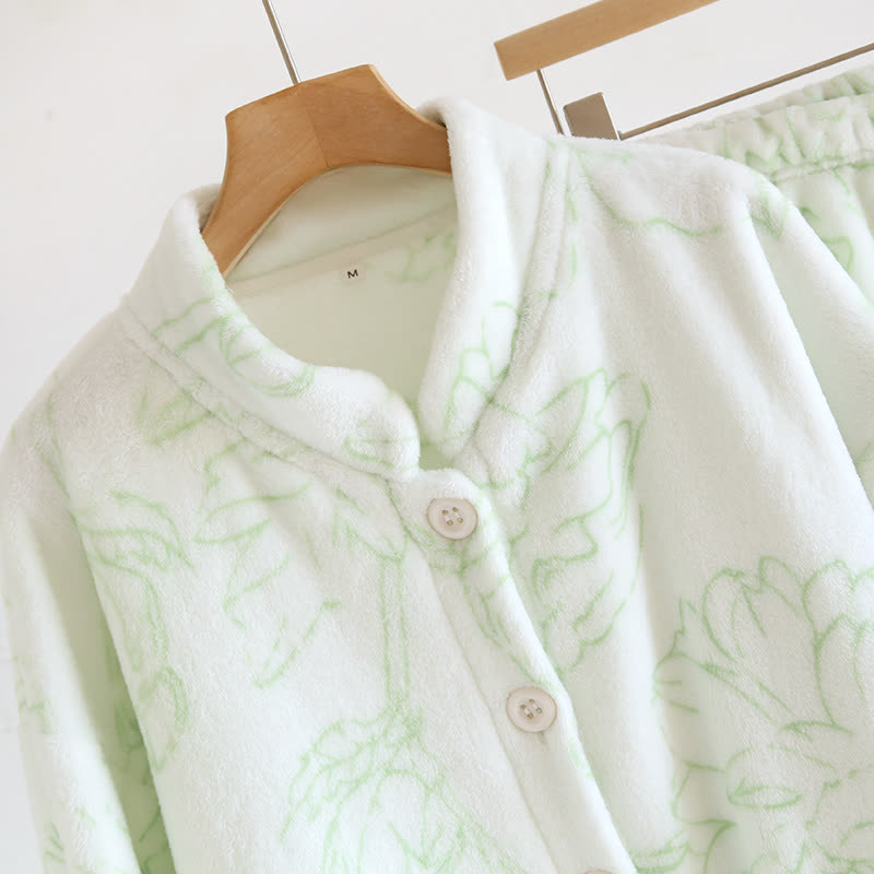 Rural Lotus – Ensemble pyjama en flanelle chaude