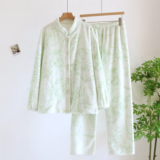 Rural Lotus – Ensemble pyjama en flanelle chaude