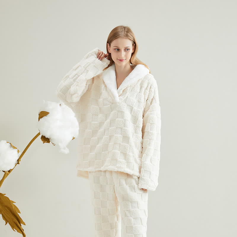 Ensemble pyjama en polaire à carreaux jacquard