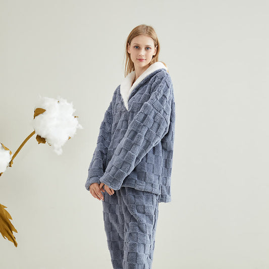 Ensemble pyjama en polaire à carreaux jacquard