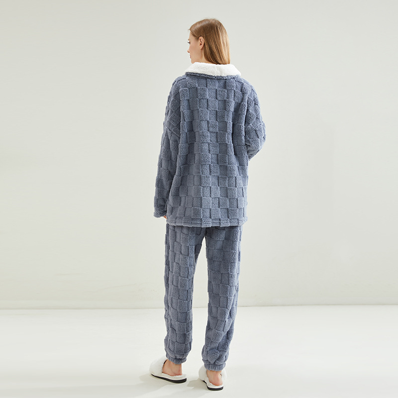 Ensemble pyjama en polaire à carreaux jacquard