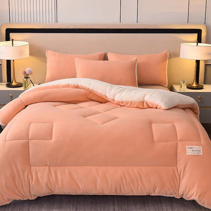 Couverture sherpa douce et unie avec couette