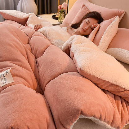 Couverture sherpa douce et unie avec couette
