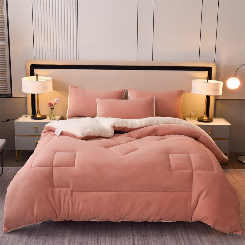 Couverture sherpa douce et unie avec couette