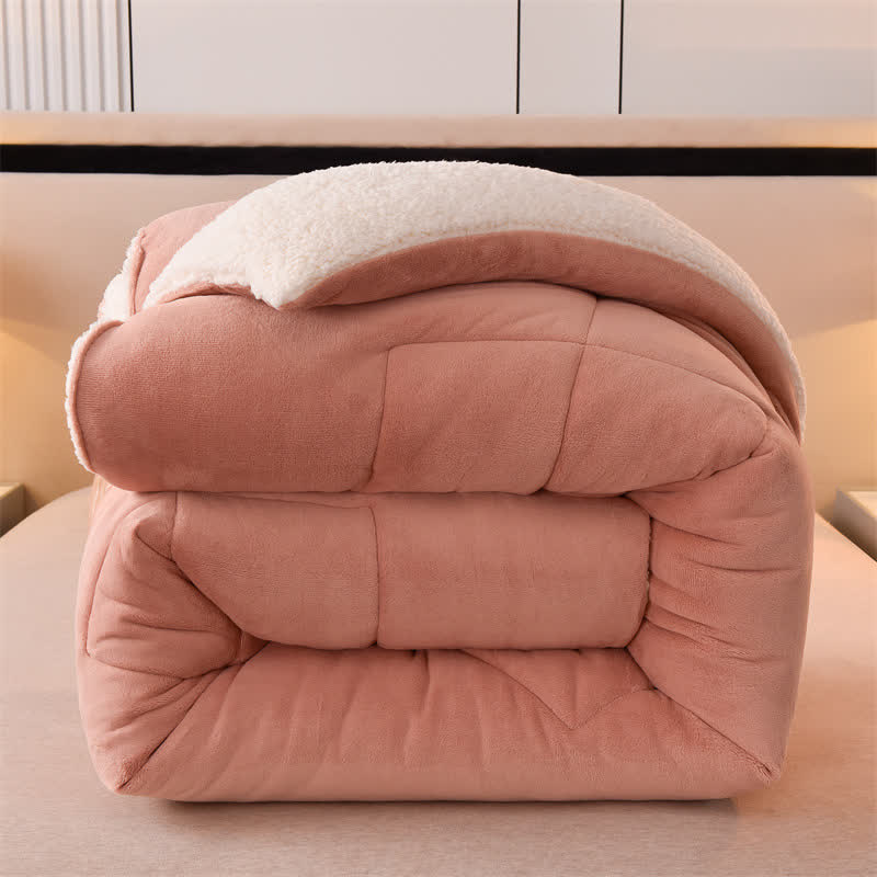 Couverture sherpa douce et unie avec couette