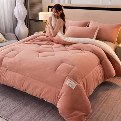 Couverture sherpa douce et unie avec couette