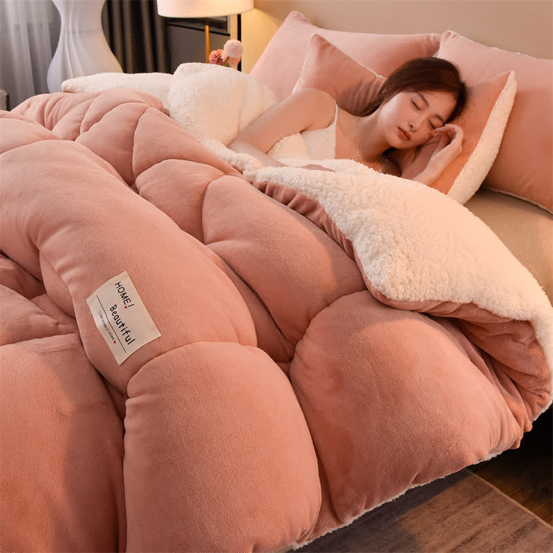 Couverture sherpa douce et unie avec couette