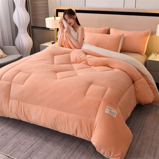 Couverture sherpa douce et unie avec couette
