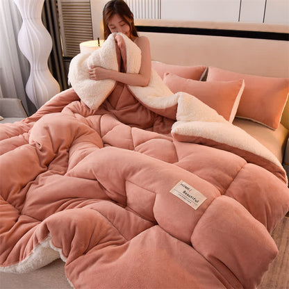 Couverture sherpa douce et unie avec couette