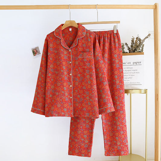 Ensemble de nuit en coton avec revers en pétales de rose