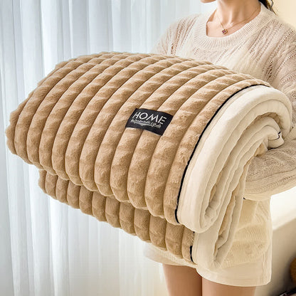 Couverture polaire douce avec texture à carreaux