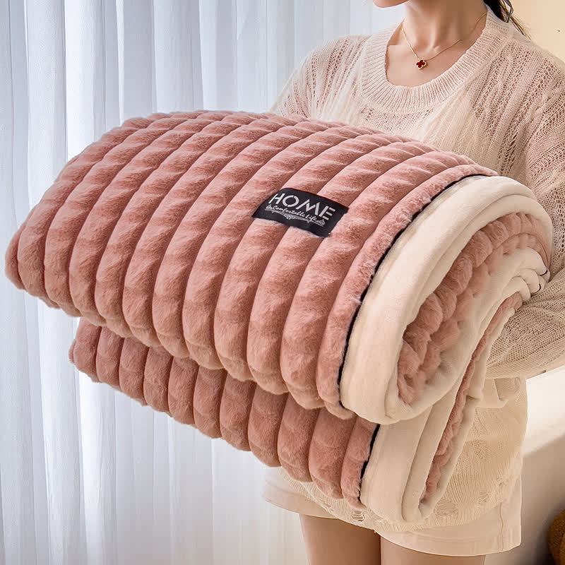 Couverture polaire douce avec texture à carreaux