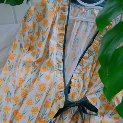 Chemise de nuit en pur coton brossé à motif floral