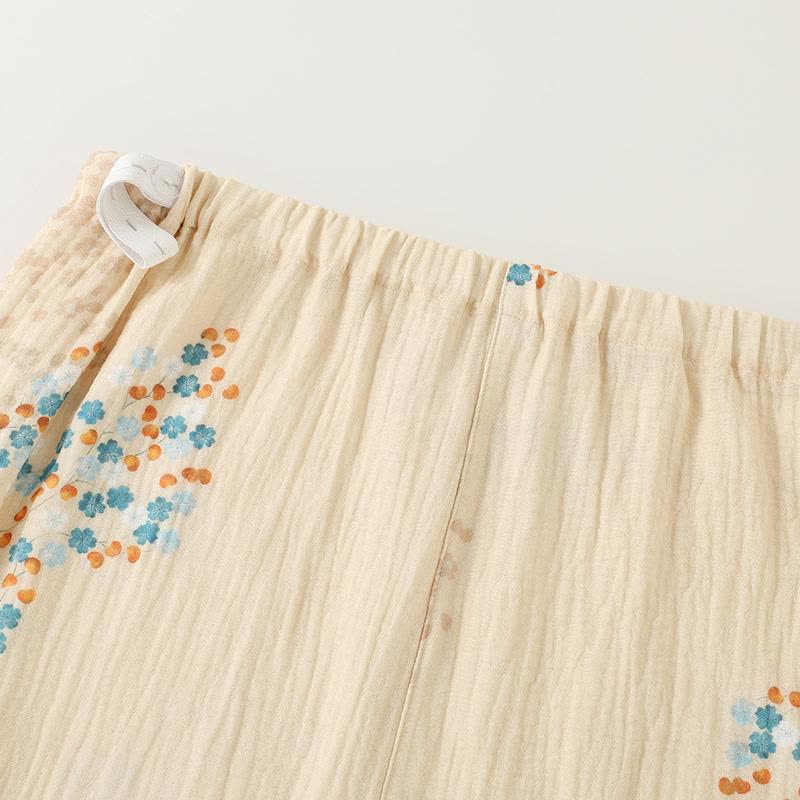 Ensemble pyjama à manches longues en kimono de coton à motif floral