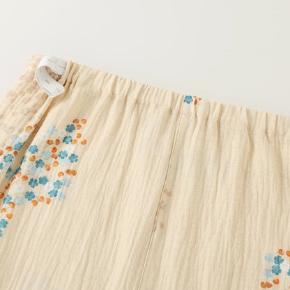 Ensemble pyjama à manches longues en kimono de coton à motif floral