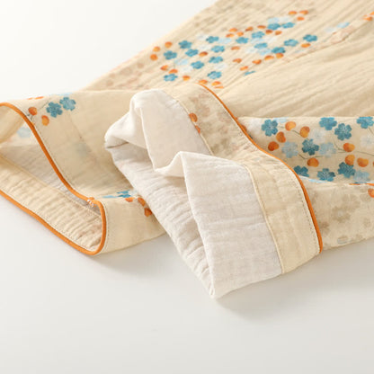 Ensemble pyjama à manches longues en kimono de coton à motif floral