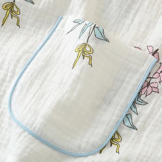 Ensemble pyjama en gaze de coton avec kimono et motif floral