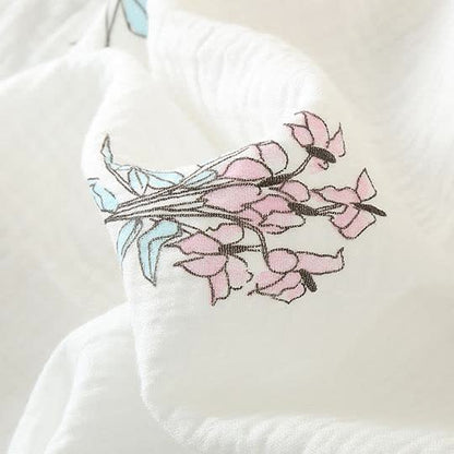 Ensemble pyjama en gaze de coton avec kimono et motif floral