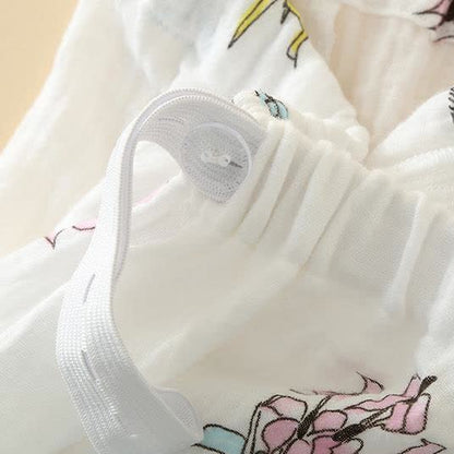 Ensemble pyjama en gaze de coton avec kimono et motif floral