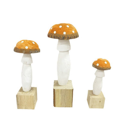 Ornements en bois en forme de champignon pour la décoration de la maison (3 pièces)