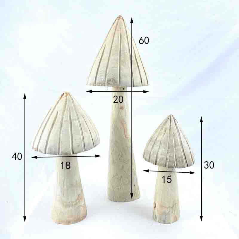 Ornements en bois en forme de champignon pour la décoration de la maison (3 pièces)