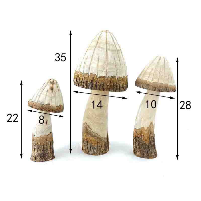 Ornements en bois en forme de champignon pour la décoration de la maison (3 pièces)