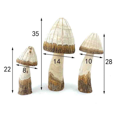 Ornements en bois en forme de champignon pour la décoration de la maison (3 pièces)