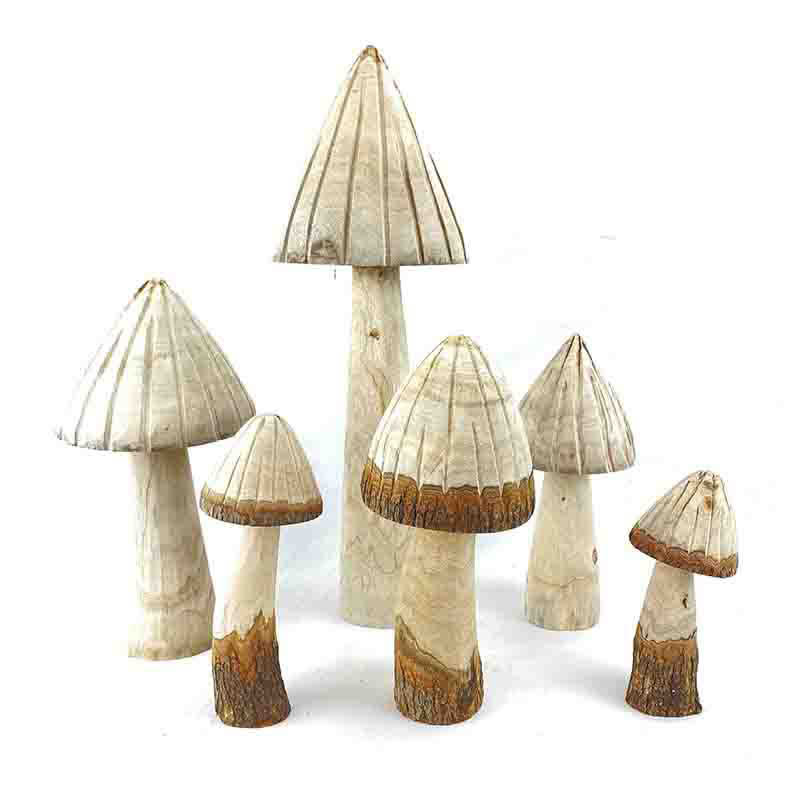 Ornements en bois en forme de champignon pour la décoration de la maison (3 pièces)