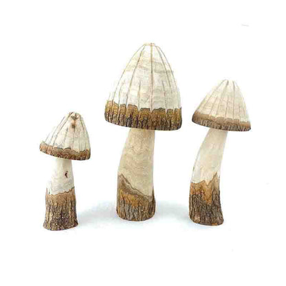 Ornements en bois en forme de champignon pour la décoration de la maison (3 pièces)