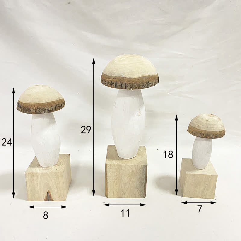 Ornements en bois en forme de champignon pour la décoration de la maison (3 pièces)