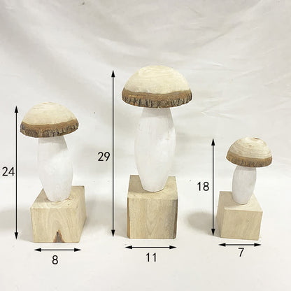 Ornements en bois en forme de champignon pour la décoration de la maison (3 pièces)