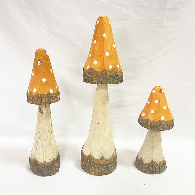 Ornements en bois en forme de champignon pour la décoration de la maison (3 pièces)
