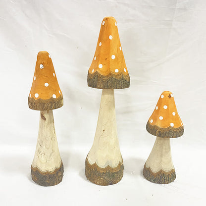 Ornements en bois en forme de champignon pour la décoration de la maison (3 pièces)