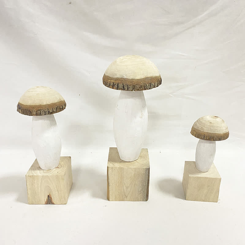 Ornements en bois en forme de champignon pour la décoration de la maison (3 pièces)