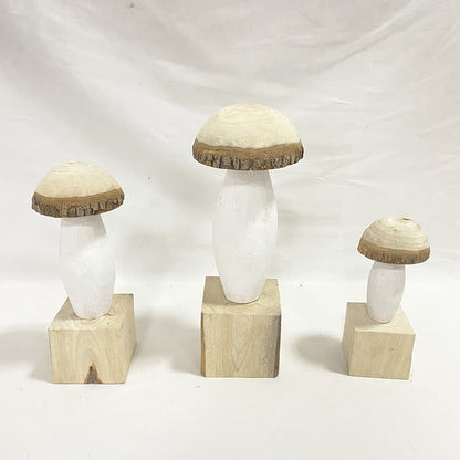 Ornements en bois en forme de champignon pour la décoration de la maison (3 pièces)