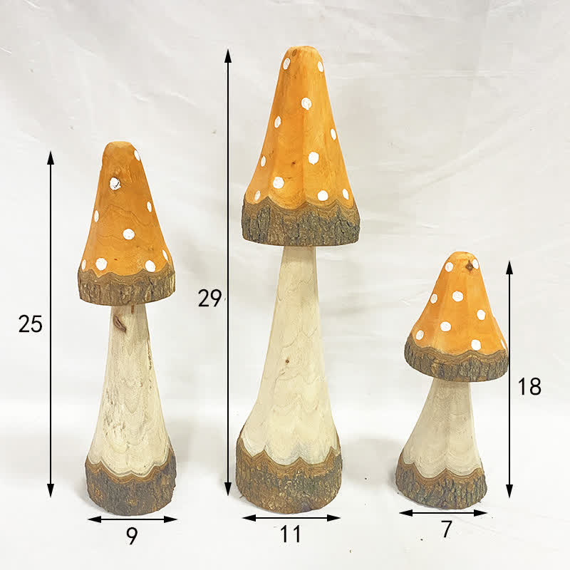 Ornements en bois en forme de champignon pour la décoration de la maison (3 pièces)