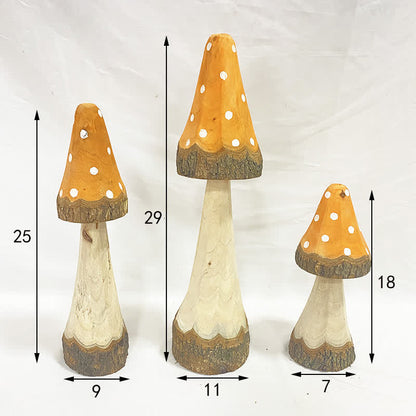 Ornements en bois en forme de champignon pour la décoration de la maison (3 pièces)