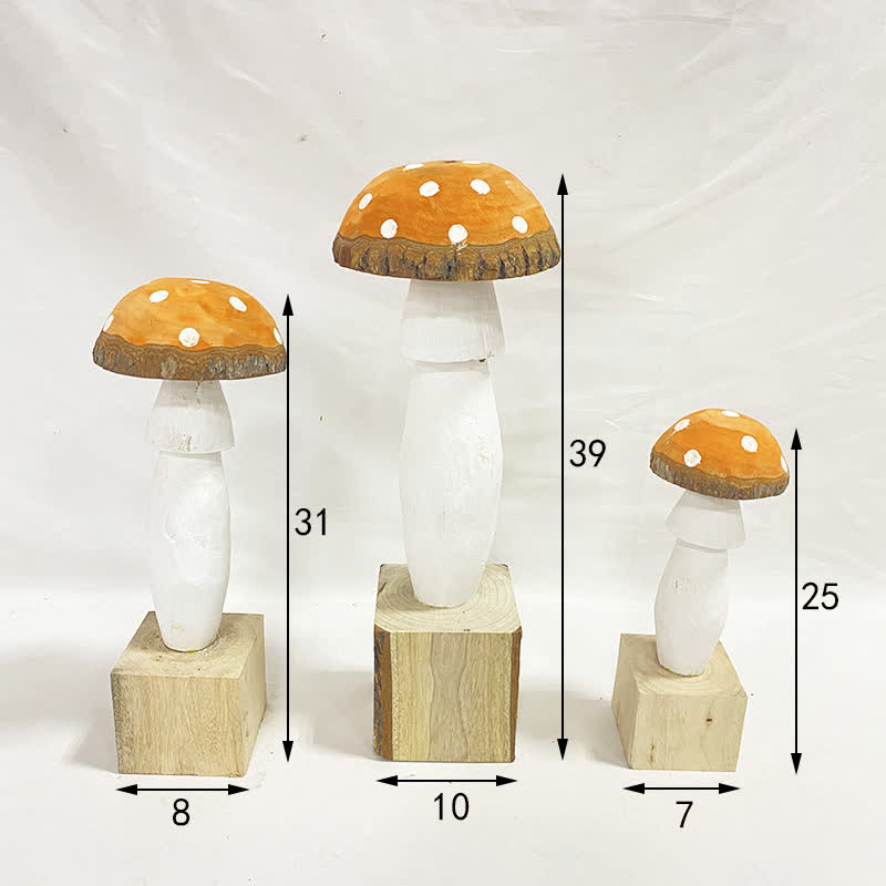 Ornements en bois en forme de champignon pour la décoration de la maison (3 pièces)