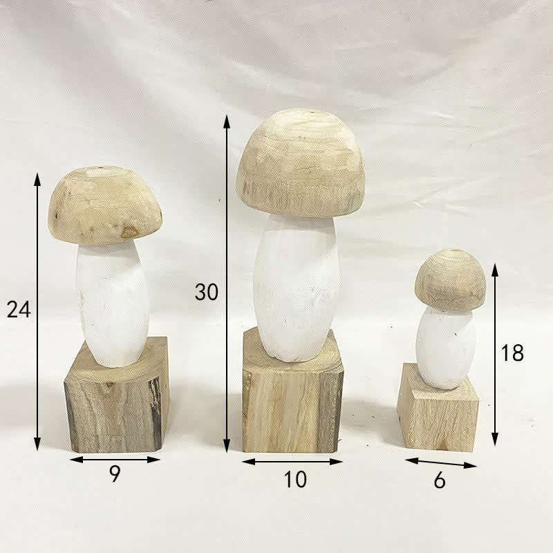 Ornements en bois en forme de champignon pour la décoration de la maison (3 pièces)