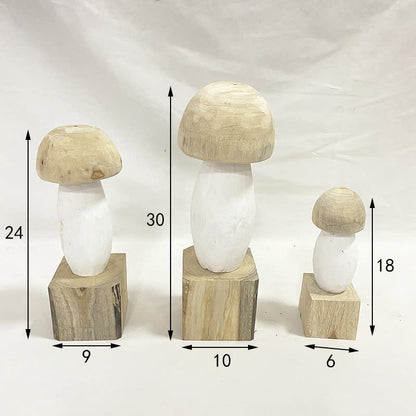 Ornements en bois en forme de champignon pour la décoration de la maison (3 pièces)