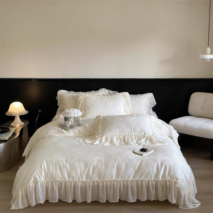 Parure de lit de style maison de campagne française en satin de coton (4 pièces)