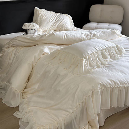 Parure de lit de style maison de campagne française en satin de coton (4 pièces)