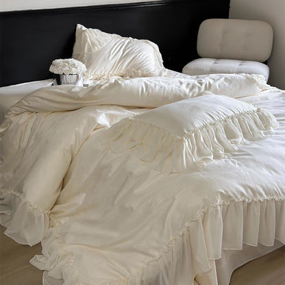 Parure de lit de style maison de campagne française en satin de coton (4 pièces)