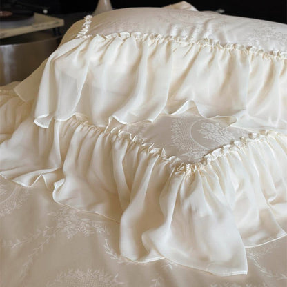 Parure de lit de style maison de campagne française en satin de coton (4 pièces)