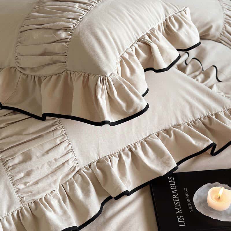 Parure de lit en coton brossé à la française (4 pièces)