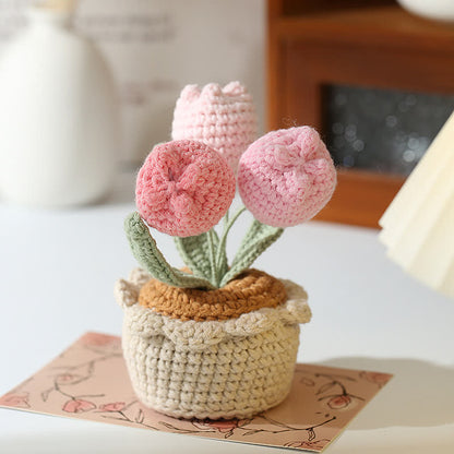Pot de tulipes pastoral tissé décoratif
