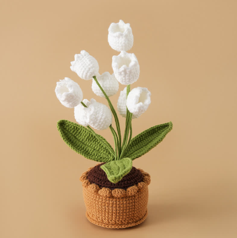 Ornement de pot de muguet tissé